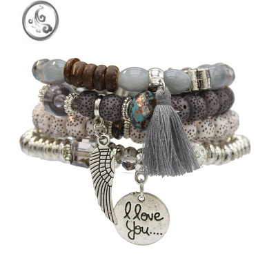 JiMi波西米亚民族异域风情手链男女闺蜜情侣手饰多层叠戴珠子藏风配饰