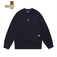 YANXU350gHEEMKIZOO春季潮新款情侣华夫格刺绣落肩休闲圆领卫衣男