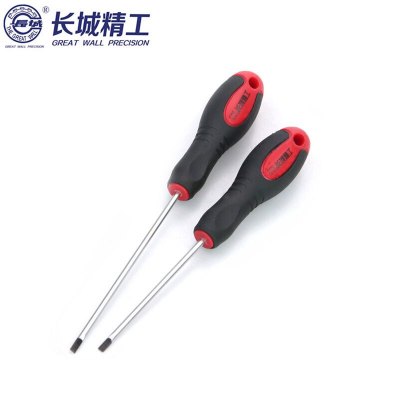 长城精工 S2双色橡塑柄螺丝刀 一字螺丝批 家用起子改锥 3*75mm 276633 10把/件 1件