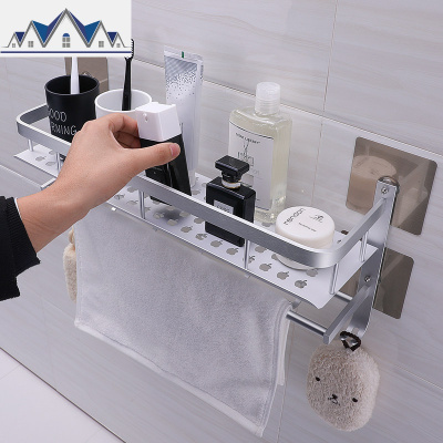 双庆免打孔太空铝厨房调味品置物架浴室置物架卫生间壁挂式收纳架 三维工匠