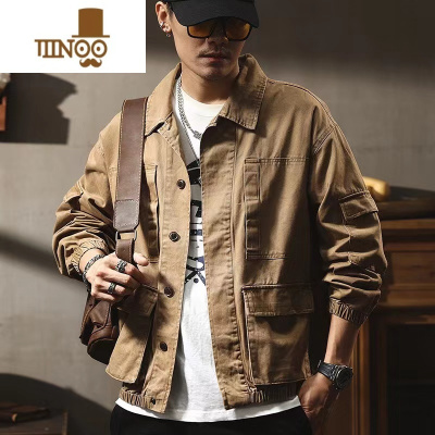 YANXU美式工装夹克男长袖防晒衣工地电焊工防烫耐磨上衣外套