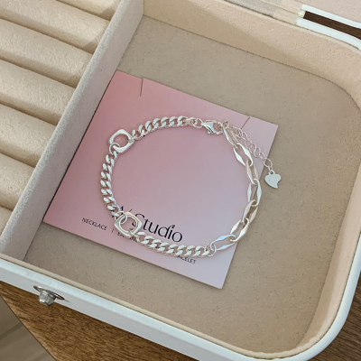 S925纯银不规则链条手链女个性时尚独特手饰小众设计配饰手绳送女朋友老婆情人节七夕生日礼物