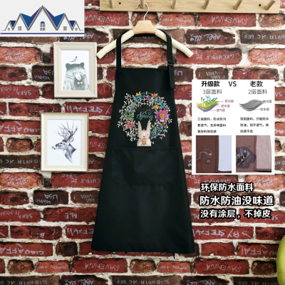 可爱日系家用厨房防水工作女围裙时尚防油定制薄款透气logo印字 三维工匠