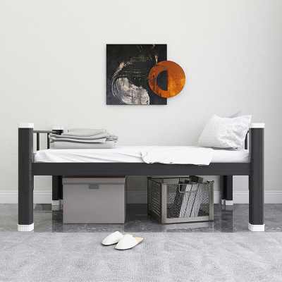 初嘉 CJ钢制单层床员工宿舍上下铺学生公寓床双人床铁艺高低床型材床 单层床900宽黑