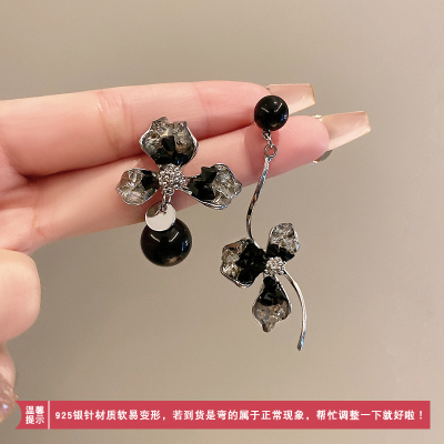 夸张不对称花朵耳钉女小众设计感高级时尚耳环2023新款耳饰送女朋友老婆情人节七夕生日礼物