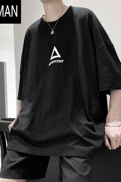 HLCOMAN半袖短袖T恤男韩版胖子宽松加肥加大码港风300斤夏装