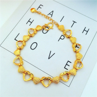 新款韩版爱心手链女 沙金手环假黄金24k镀金婚庆饰品久不掉色送女朋友老婆情人节七夕生日礼物