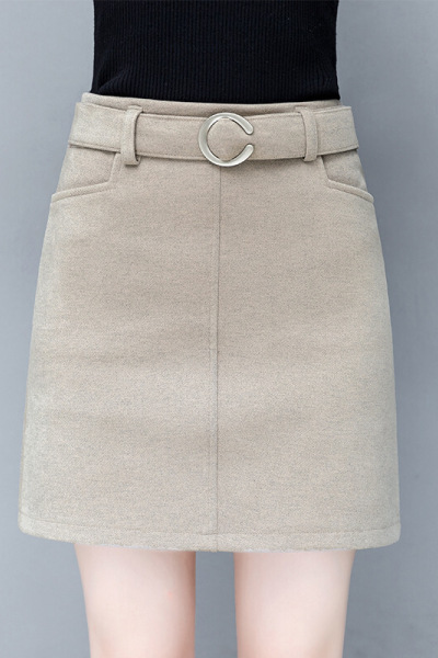 迪鲁奥(DILUAO)授权店铺2021新款大码毛呢半身裙冬季胖mm秋冬款中裙款百搭a字裙女显瘦