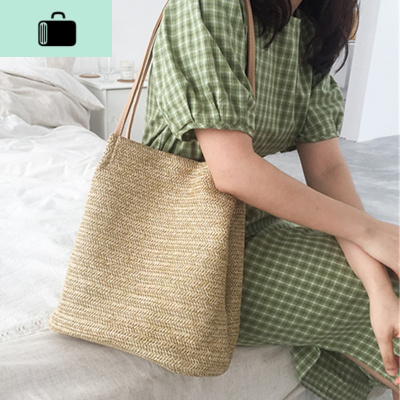 编包包女新款韩版休闲海边度假大容量单肩沙滩包时尚编织手提包NEW LAKE女士单肩包