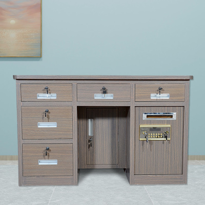 初嘉 CJ全钢制保险桌密码保险桌收银财务桌1.2m黑枫木五斗电子锁