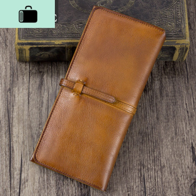 女士手工皮夹女头层牛皮钱夹女复古皮钱包女长款薄款2020新款女NEW LAKE