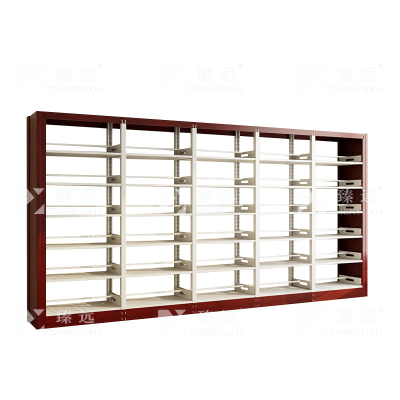 臻远 ZY4072640 钢制书架红色转印图书馆书架资料架 双面6层一列五组 4600*450*2000