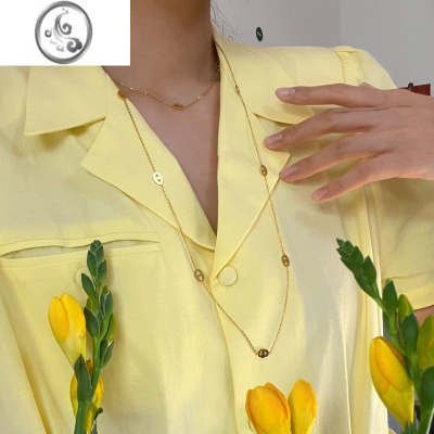 JiMi734长款钛钢不掉色双层猪鼻子长款项链简约毛衣链小众高级感叠戴