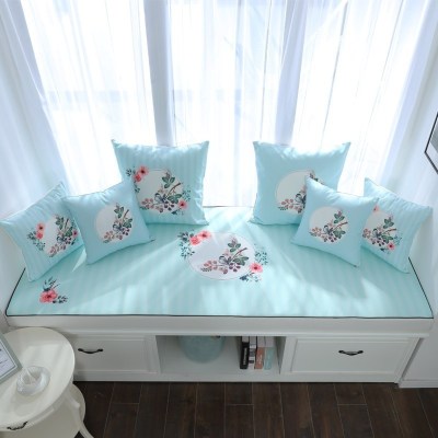 家柏饰(CORATED)北欧高密度乳胶飘窗垫窗台垫定做榻榻米阳台海绵垫沙发毯坐垫 花好月圆 12cm飘窗垫