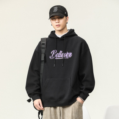 |早秋季新款百搭连帽套头卫衣男士宽松休闲外套男美式潮流