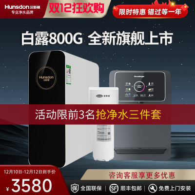 汉斯顿/Hunsdon净水器家用直饮自来水过滤厨房净化反渗透ro净水机800G大通量白露2L/min直饮出水
