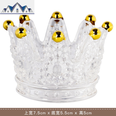 玻璃皇冠美妆蛋托欧式浮放化妆手饰品的架子烛台戒指首饰收纳盒 三维工匠