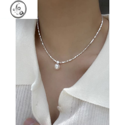 JiMi碎银子珍珠项链女2023新款百搭锁骨链轻奢小众设计高级感颈链