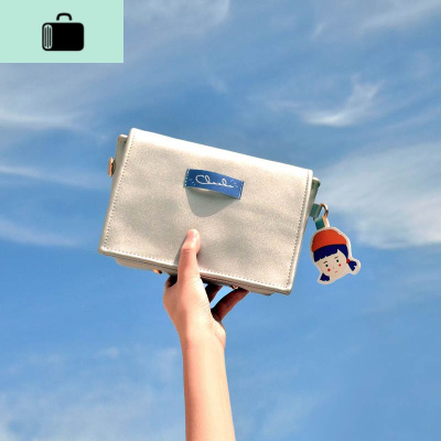 茶茶原创银色斜挎包女百搭ins 日韩新款秋冬包包女斜挎学生小方包NEW LAKE女斜挎包