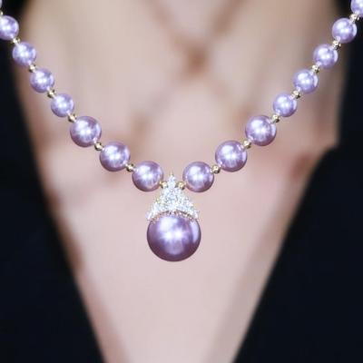轻奢小众紫色珍珠项链女2025新款时尚百搭高档奢华毛衣链配饰送女朋友老婆情人节七夕生日礼物