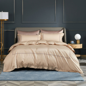 罗莱全棉1.5m床单款四件套亲肤舒适床品套装国产床单款四件套 金色 200*230cm