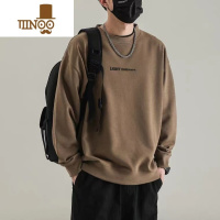 YANXU复古圆领卫衣男ins潮牌无帽日系宽松休闲长袖外套上衣