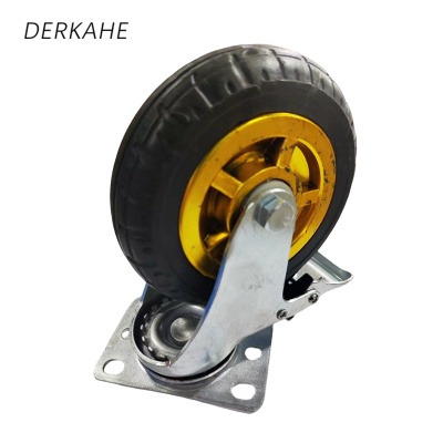 DERKAHE 中型手推车橡胶轮 φ125×32(5寸) 万向刹车款 个