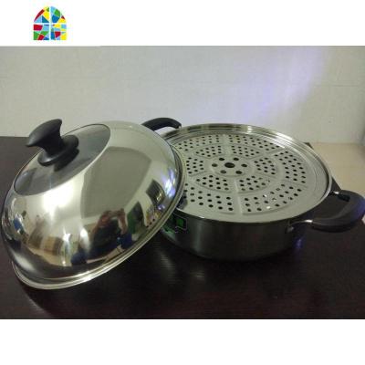 不锈钢桑拿锅蒸锅锅具海鲜蒸汽锅桑拿鸡桑拿海鲜锅火锅蒸锅桑拿煲 FENGHOU 锅口34cm带蒸片