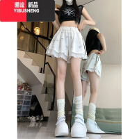 YIBUSHENG蕾丝花边休闲裤女季新款韩系甜辣风减龄高腰宽松设计感阔腿短裤