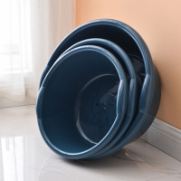 芳美达 加深加大洗脸盆家用塑料盆洗漱盆 小号中号大号三件套 云雾蓝