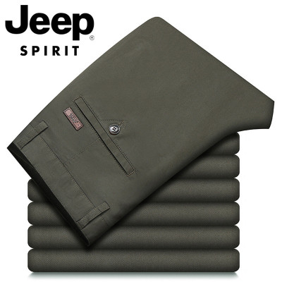 JEEP SPIRIT直筒休闲裤男宽松中年长裤男士弹力高腰爸爸裤