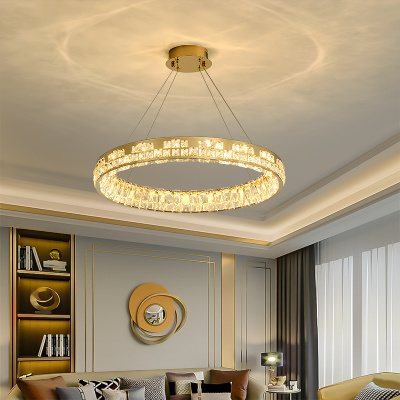 克罗斯塔 轻奢吊灯客厅灯简约餐厅卧室吊灯圆形后现代个性创意水晶吊灯灯具