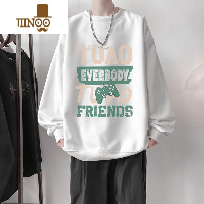 YANXU卫衣男圆领2023新款潮流宽松oversize美式复古高街潮牌外套