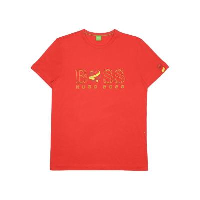 Hugo boss男款红色圆领短袖T恤休闲舒适透气平直下摆设计