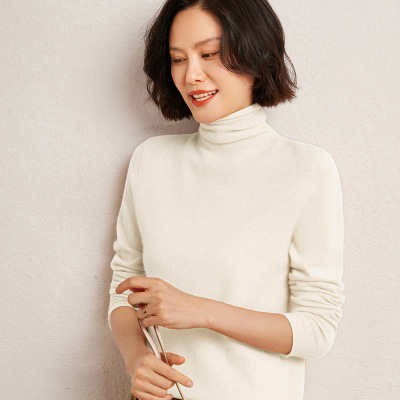 堆堆领山羊绒针织衫秋冬新款女纯色长袖羊毛衫时尚百搭打底衫