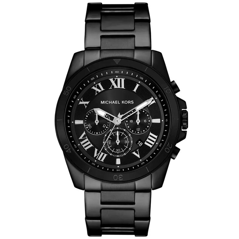 Michael Kors 男表 男士经典黑色不锈钢计时腕表 时尚大气防水设计手表 送男友