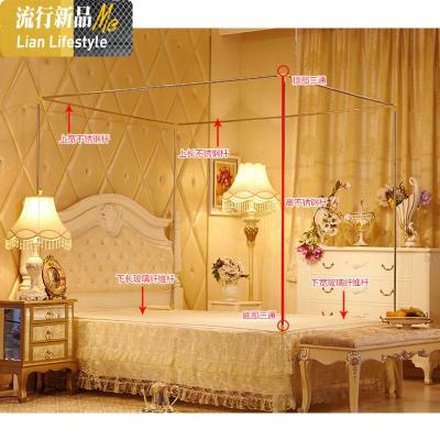 方顶拉链蚊帐三开 1.5米1.8m床有底坐床不锈钢老式蚊帐双人家用 三维工匠