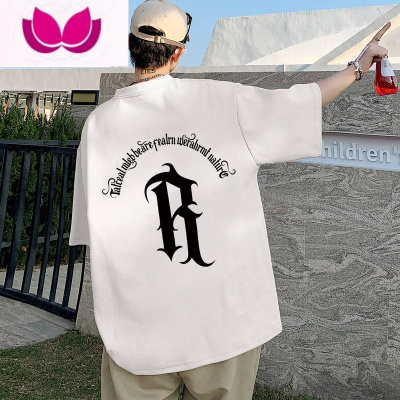 七斓美式哥特印花短袖男款夏季宽松oversize男士t恤大码百搭