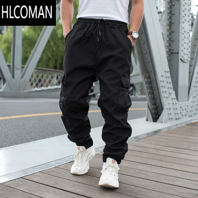 HLCOMAN冬季加绒男士休闲裤 p暖加厚束脚九分裤 松紧腰男裤多口袋工装裤