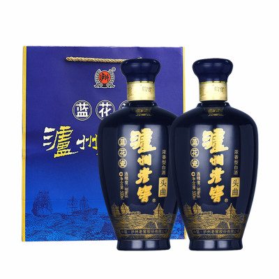 [MN]泸州老窖蓝花瓷头曲38度浓香型纯粮口粮白酒500ml*2瓶