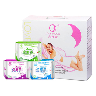 月月爱负离子卫生巾女礼盒组合装19包日夜护垫棉柔抑菌