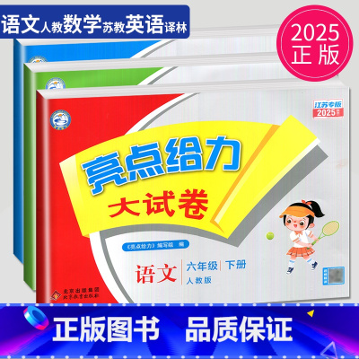 语数英3本套装 江苏专用 小学六年级 [正版]2025新版亮点给力大试卷六年级下册语文数学英语六下全套人教版RJ苏教版S