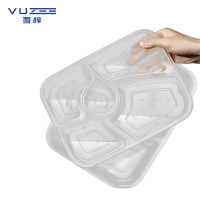 吾梓 一次性五格餐盒 透明打包饭盒 1000ml*150个/箱