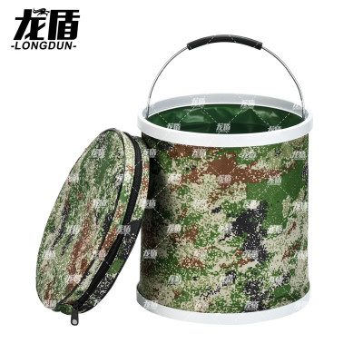 龙盾11升迷彩折叠水桶 便携式户外防漏水折叠手提桶丛林荒漠水墨夏