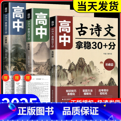 高中古诗文 拿稳30+分 提高篇 高中通用 [正版]2025新版高中古诗文拿稳30+分基础篇高中语文文言文知识技巧答题方