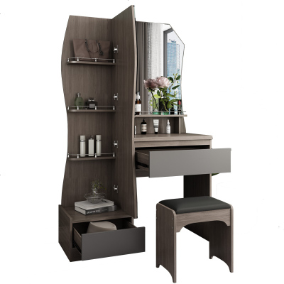 现代简约梳妆台卧室小户型折叠储物化妆桌多功能北欧全身镜化妆台
