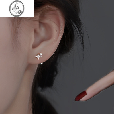JiMi999足银耳钉女轻奢小众设计感耳环2023新款养耳洞耳饰