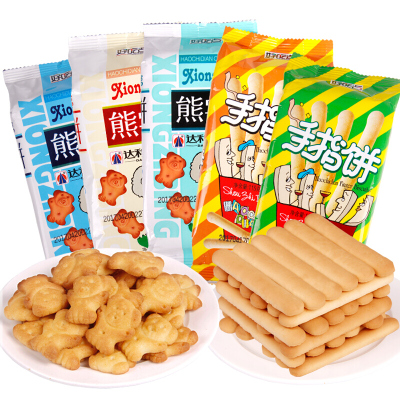 达利园 好吃点熊字饼干手指饼干混合装690g(115gx6包) 卡通饼干看剧小零食吃货点心