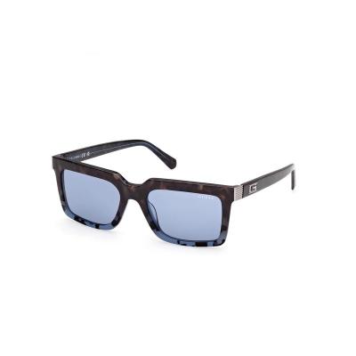 GUESS男款矩形塑料太阳镜防紫外线可配镜蓝棕款