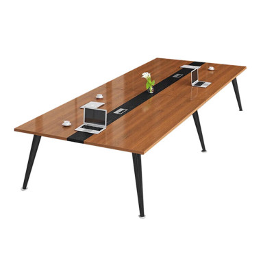 会议桌钢木会议桌2.4米钢现代简约会议桌洽谈桌QN-DJH08003